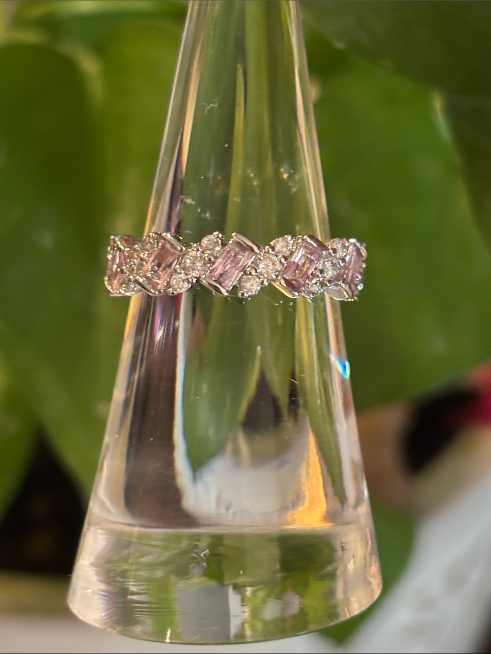 Silver Pink CZ Eternity Band